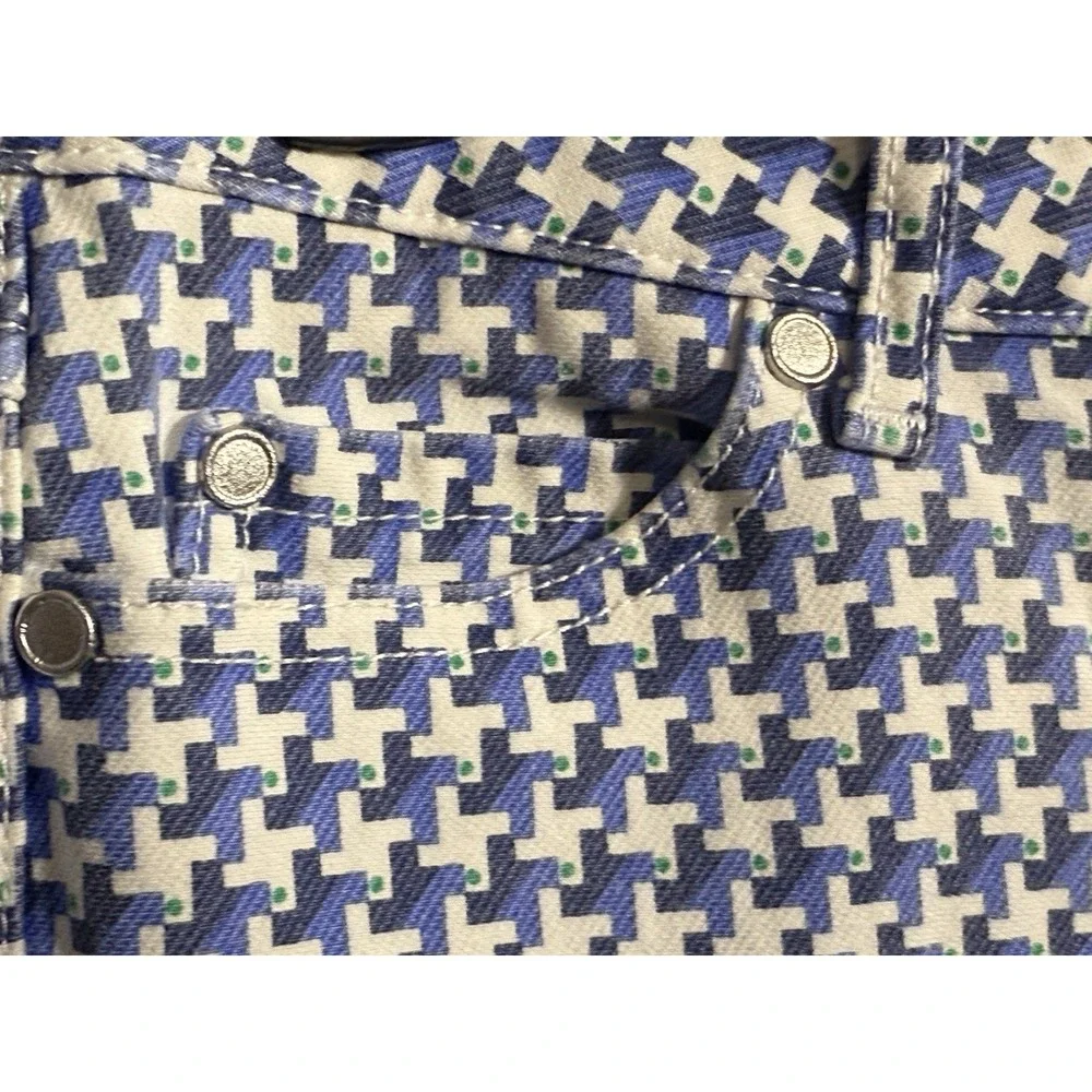 J. McLaughlin Women's Geometric Print Skinny Jeans Blue,‎ White & Black Size 0